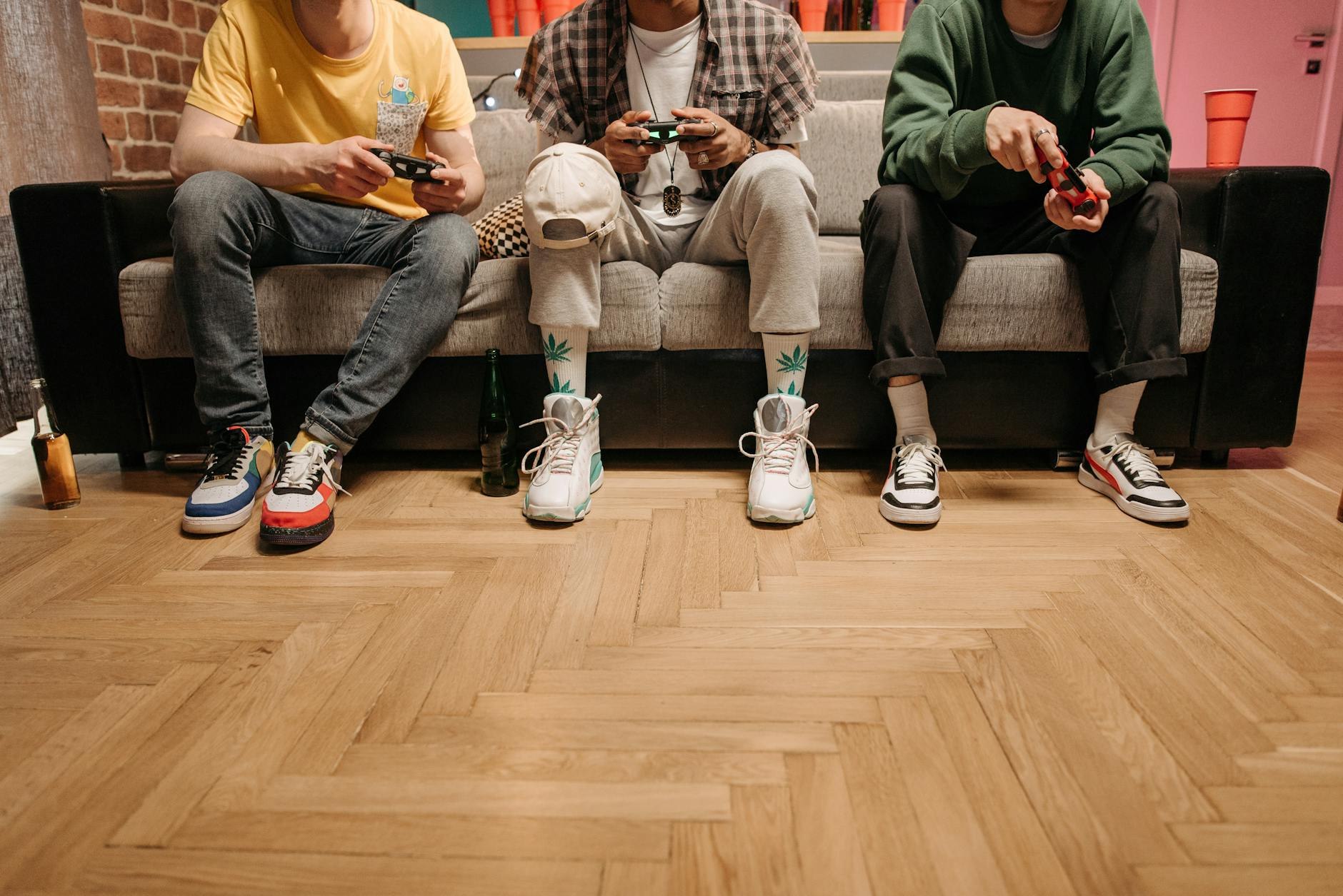 Friends gaming together as a squad